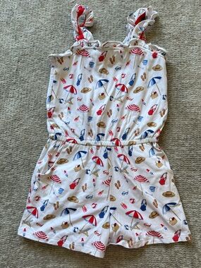 Janie And Jack Beach Print Romper Girls Size 8‎ Summer Nautical Outfit